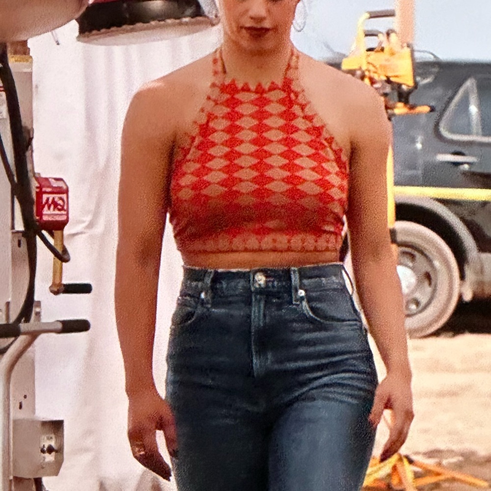 Zara Orange Halter Tie Crop Top woman’s size small